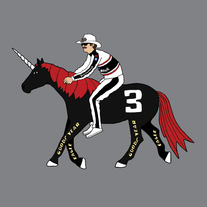 Dale Earnhardt riding modified unicorn, 8x8 print