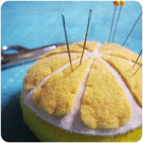 Pincushion DIY Kit Lemon in Reusable Felt Bag