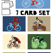 Comics on bikes blank (no text) 7 card set #1