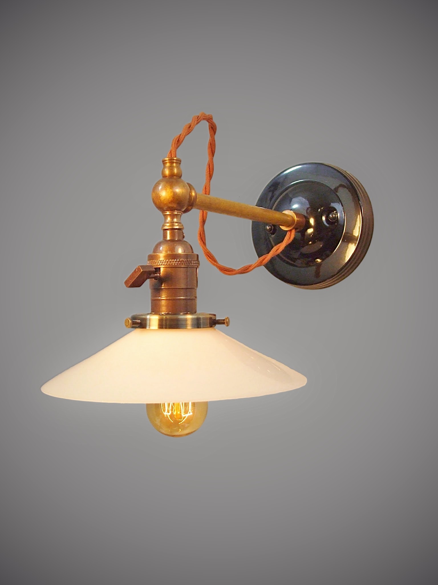 Industrial Wall Sconce - Opal Glass Shade · DW Vintage ...