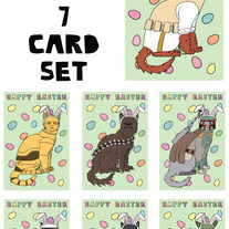 Cat dressed as Star Wars Easter 7 card set