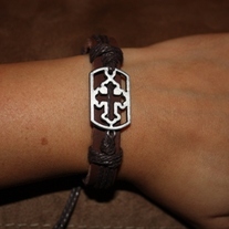 Brown Leather Cross Bracelet