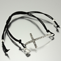 Crystal sideways cross bracelet