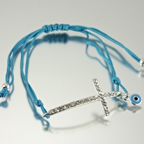 Sideways cross bracelet (blue)