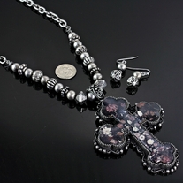 Large Cross Necklace and Earring set