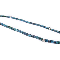 Heishi Skull Necklace / Sterling Silver + Turquoise