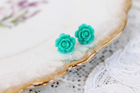 Full Bloom Rosebud Studs - 5 Color Choices