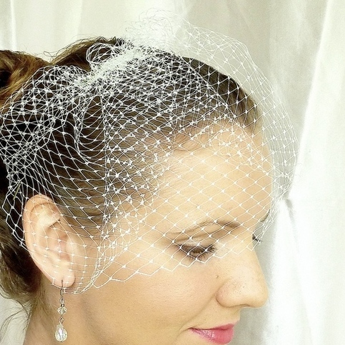 Ivory Birdcage Veil made from 8 inch French Netting
