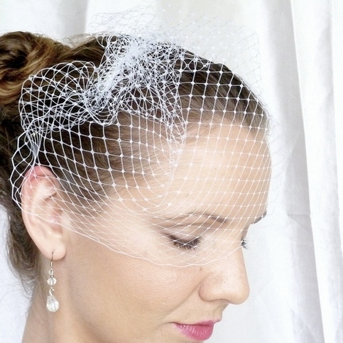 White Birdcage Veil 9 inches
