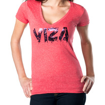 Pink V-Neck 'Ink' w/Foil Logo Girls Shirt
