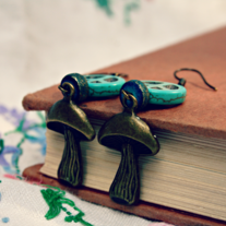 amie. mushroom and peace charm earrings