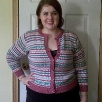 Afred Dunner Petite Mostly Pink Cardigan L