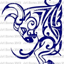 Tribal Half Bull Vinyl Decal