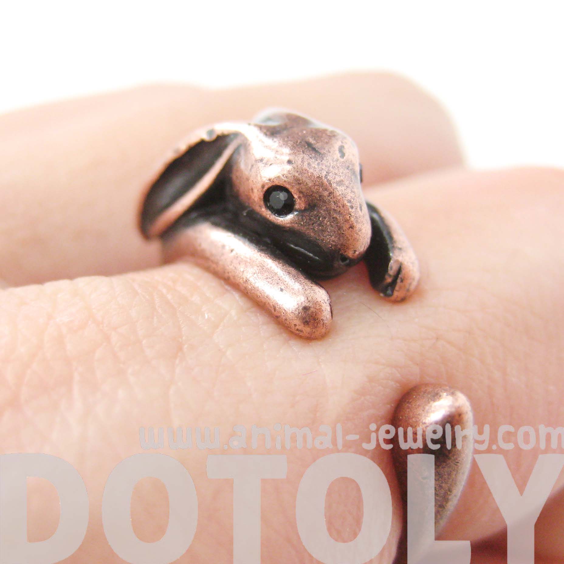 Miniature Bunny Rabbit Ring in Copper in US Sizes 4 to 9 · DOTOLY