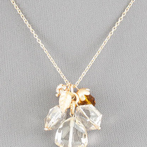 Gold Crystal Cluster Drop Pendant Minimalist Necklace