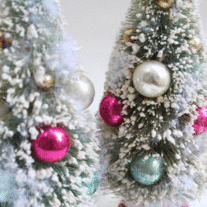Vintage Bottle Brush Trees w/Mercury Glass Beads - Set of 2