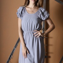 Tiered Sleeve Grey Dress