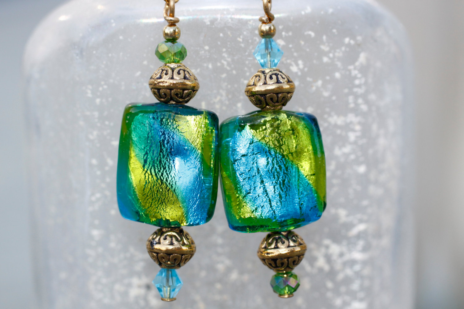 Foil Glass Earrings on Storenvy