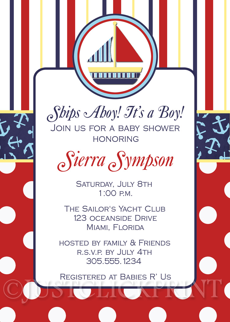 Sailboat Nautical Baby Shower Invitation Printable