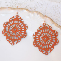 Tangerine Orange Brass Cutout Earrings