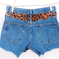 Cheetah print silver studded high waist shorts