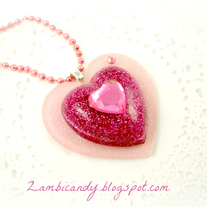 Pink heart resin necklace