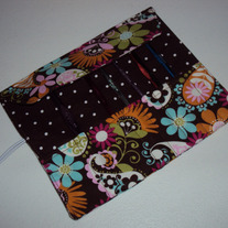 Crochet Hook Case Brown Flowers