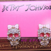 Betsey Johnson Skull Bow Earrings