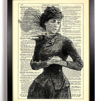Image of Woman In The Wind, Vintage Dictionary, 8 x 10