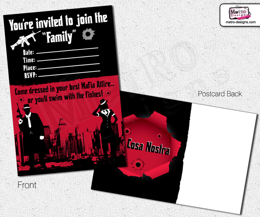 Gangster Party Invitations MetroEvents Party Supplies Online