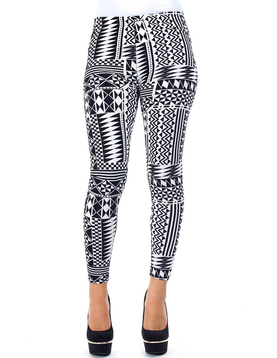 Aztec Print Black and White Leggings on Storenvy