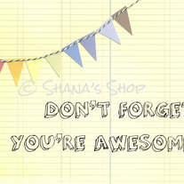 8 x 10 Digital Image - Don't Forget You're Awesome - Colorful Collage with Bunting