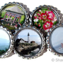 Road Trip Around New England Magnet Set - Bottle Cap Photo Magnet Set 