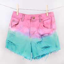 Dyed denim bronze studded high waist shorts