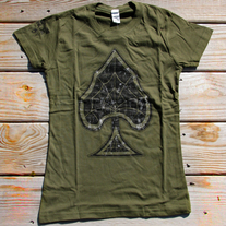 Spider Webs T-Shirt - Womens - Olive