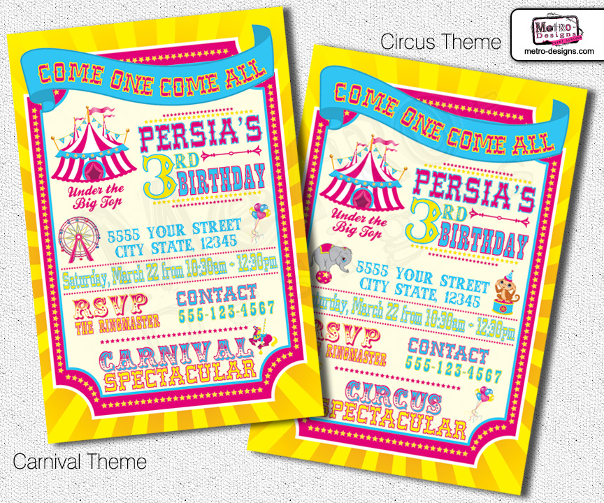 circus themed birthday invitations