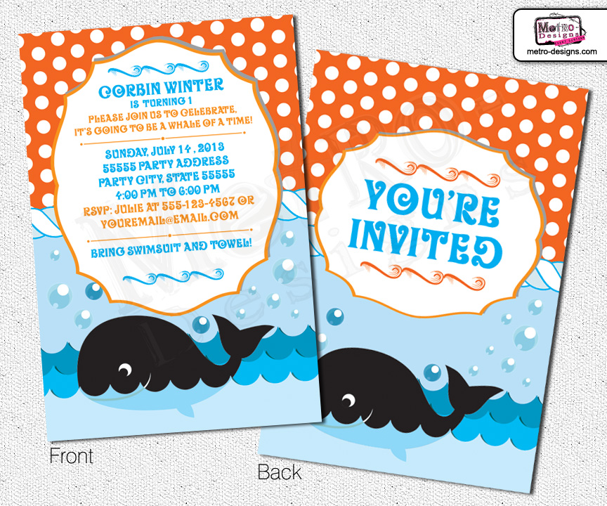 Whale Invitations First Birthday Invitations Ocean Invitation
