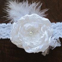 White Satin and Lace headband