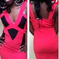 Coral & Black Dress