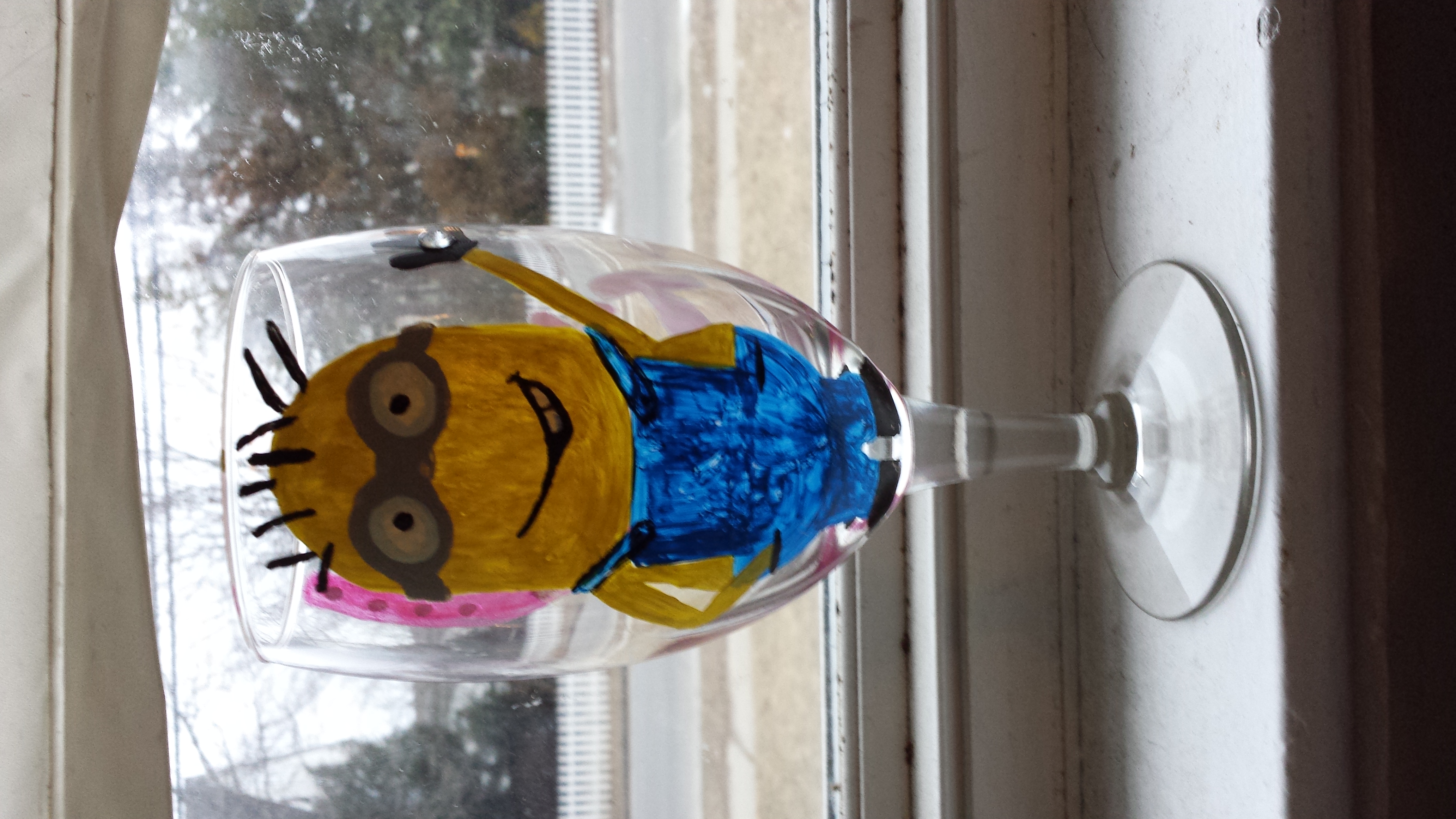 Custom hand painted "Minion" wine glass minions minion free shipping
