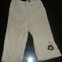 Khaki Corduroy Pants with Brown Flower-Young Hearts Size 12 Months