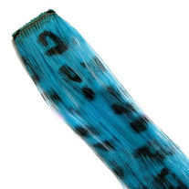 ♥ SCENE,EMO BLUE LEOPARD CLIP-IN HAIR EXTENSIONS ♥