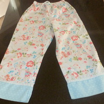 Blue PJ Pants with Flowers-Gap Kids Size 4