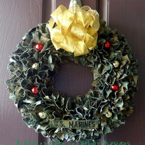 Holiday USMC Woodland Cammie Wreath