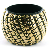 Black and Gold Studded Bracelet