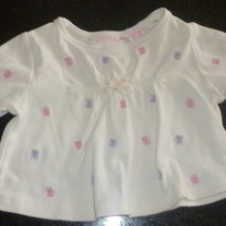 White LS Top with Pink/Purple Butterflies-All Mine Size 6-9 Months