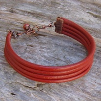 Red Leather Adjustable Bracelet