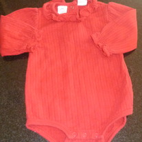 Red Long Sleeve Onesie with Ruffle-Baby Your It-Size 12 Months