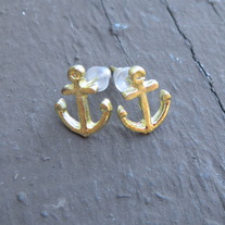 Small Gold Anchor Earrings