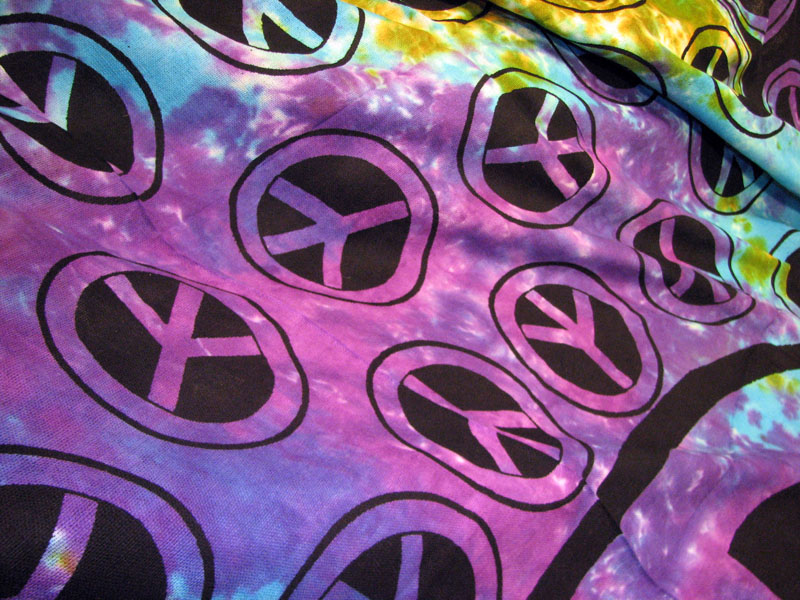 Tie Dye PEACE SIGN 100 Cotton HIPPIE Tapestry Bedspread Throw HUGE 72